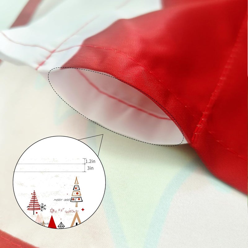 SUNWISHA Christmas Tree Curtain Valance 54"x18" Short Small Window Curtains for Living Room Xmas Holiday Window Treatment Rod Pocket Valances for Kitchen Bedroom Decor White - Image 4